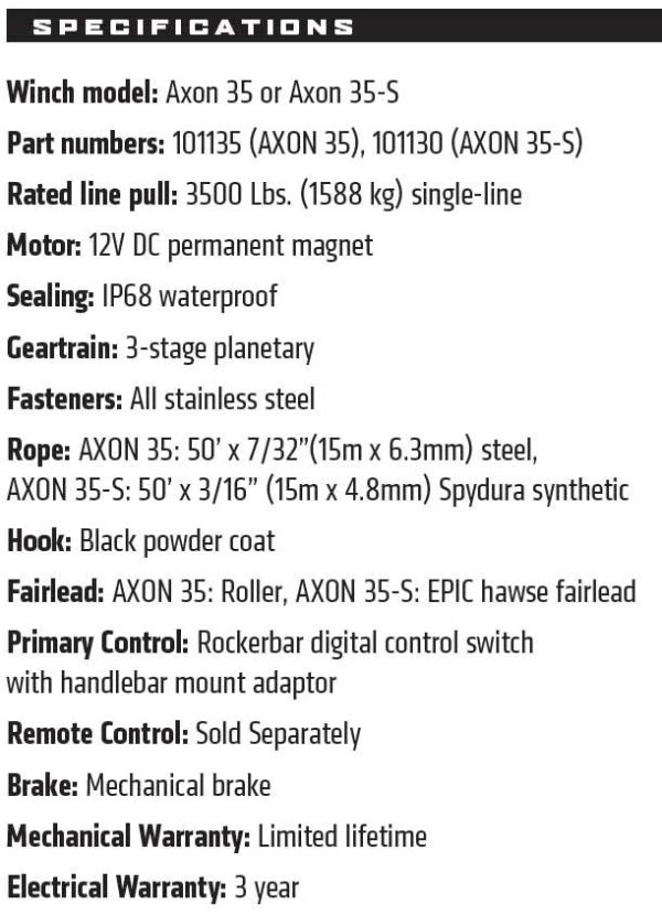 WARN AXON 35-S Powersport Winch - 101130 - Image 4