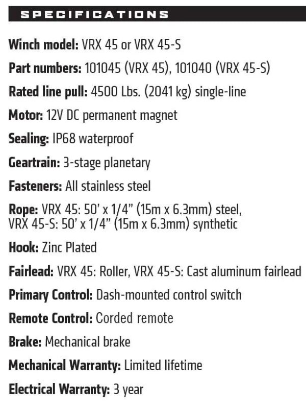 WARN VRX 45-S Powersport Winch - 101040 - Image 4