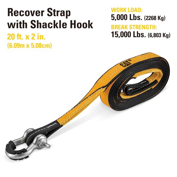 CAT Tow Strap w/ D-Ring Shackle - 9,000lb Capacity - 240029 - Image 2