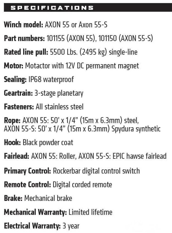 WARN AXON 55 Powersport Winch - 101155 - Image 4